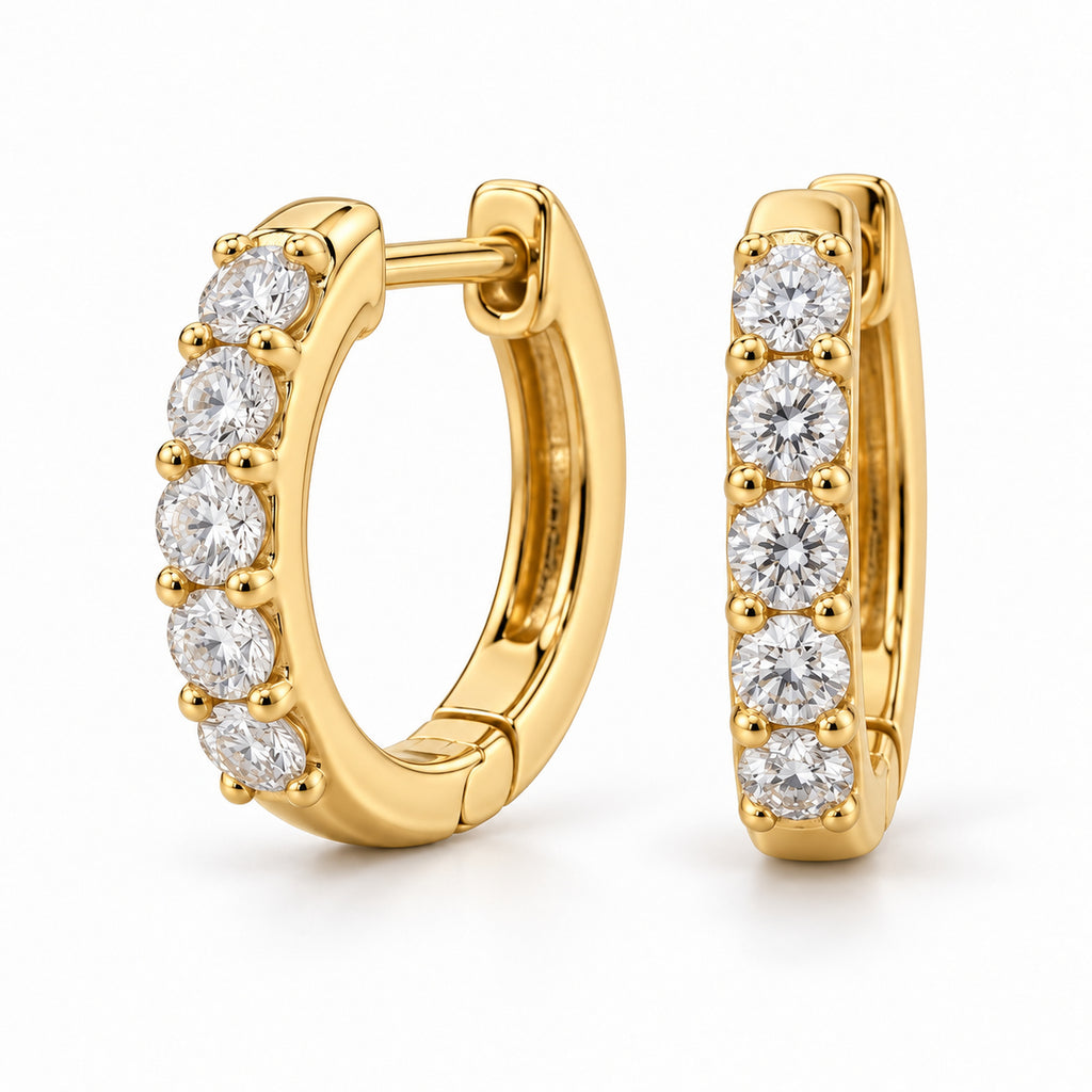 Hinged Hoop Lab Diamond Huggie Style Earrings 14k Yellow Gold (0.33ct)