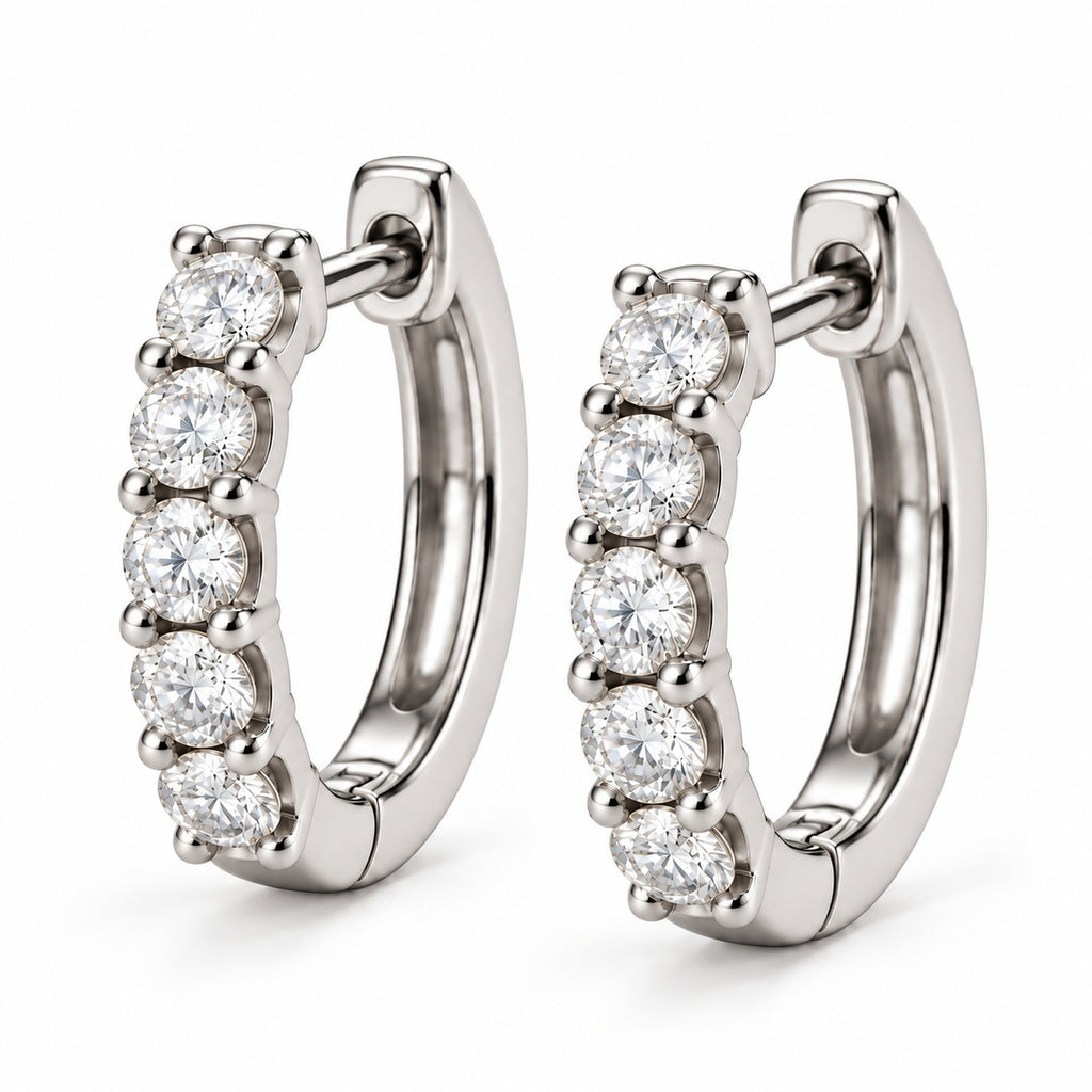 Hinged Hoop Lab Diamond Huggie Style Earrings 14k White Gold (0.50ct)