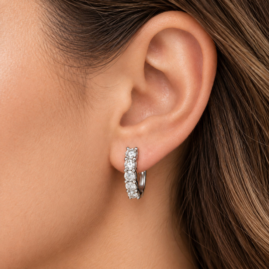 Hinged Hoop Lab Diamond Huggie Style Earrings 14k White Gold (0.50ct)