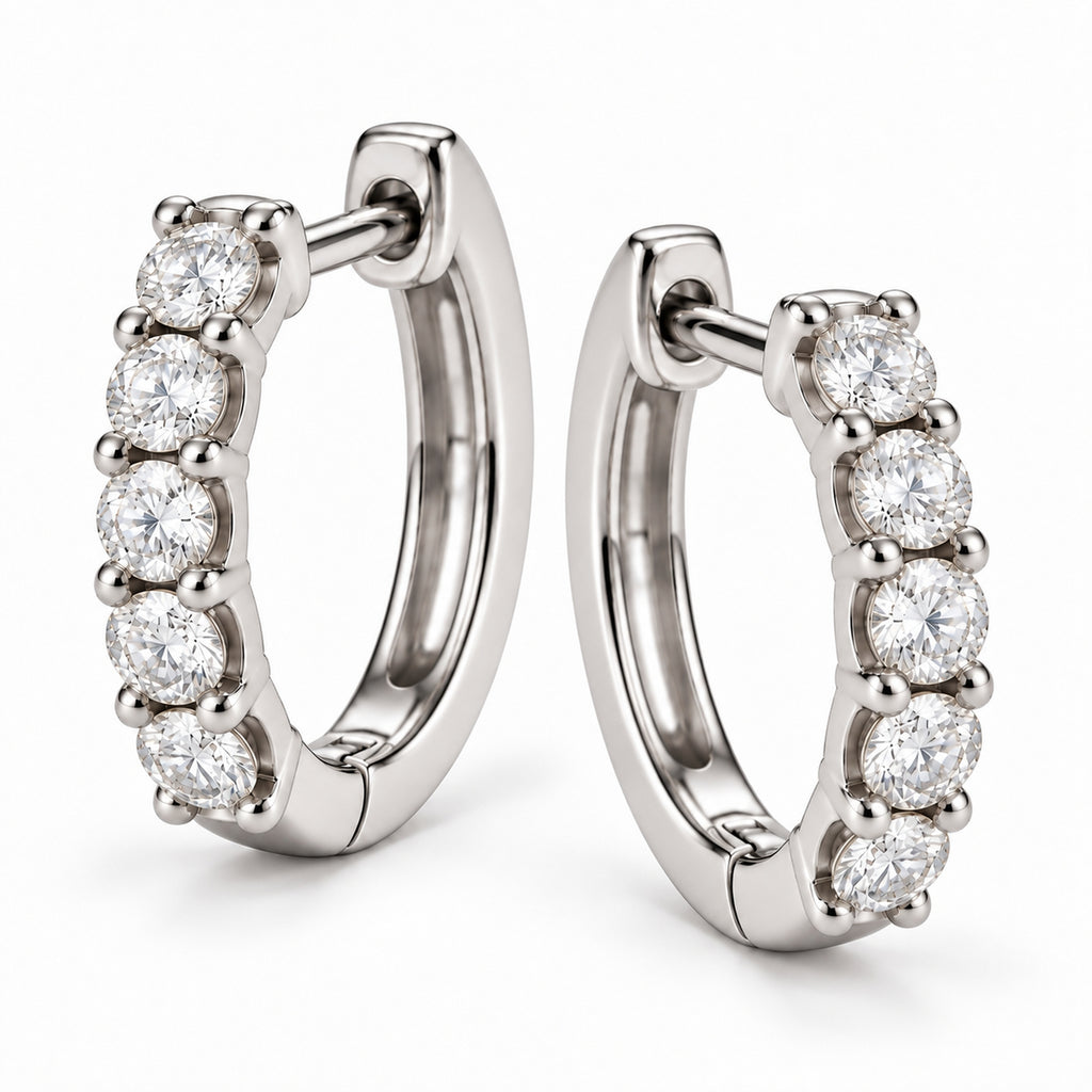 Hinged Hoop Lab Diamond Huggie Style Earrings 14k White Gold (0.50ct)