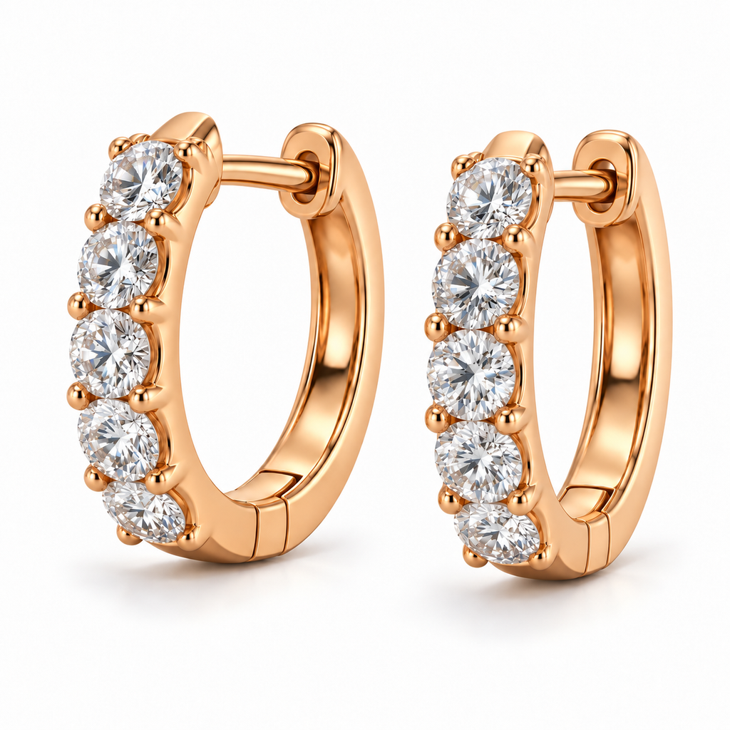Hinged Hoop Lab Diamond Huggie Style Earrings 14k Rose Gold (1.00ct)