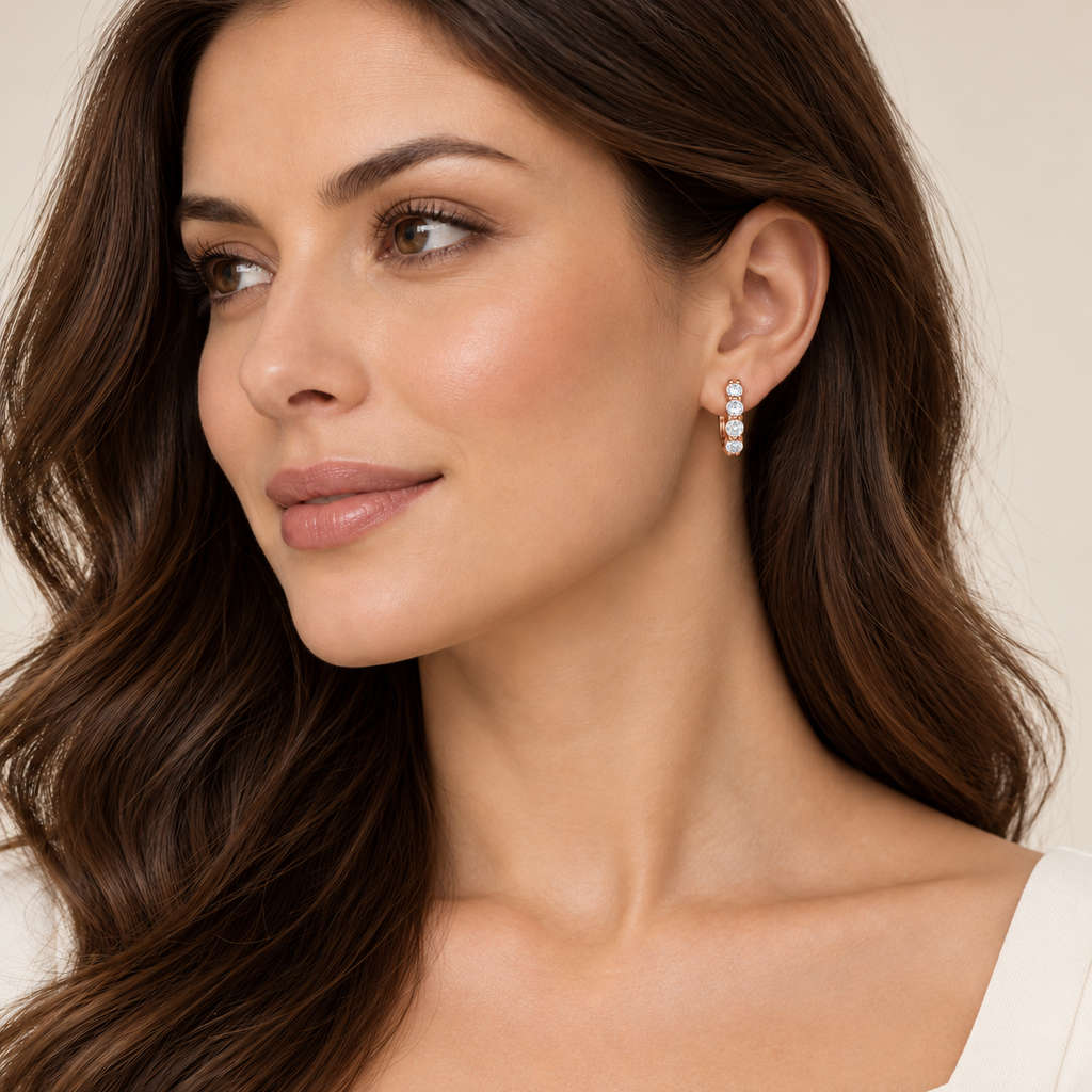 Hinged Hoop Lab Diamond Huggie Style Earrings 14k Rose Gold (1.00ct)