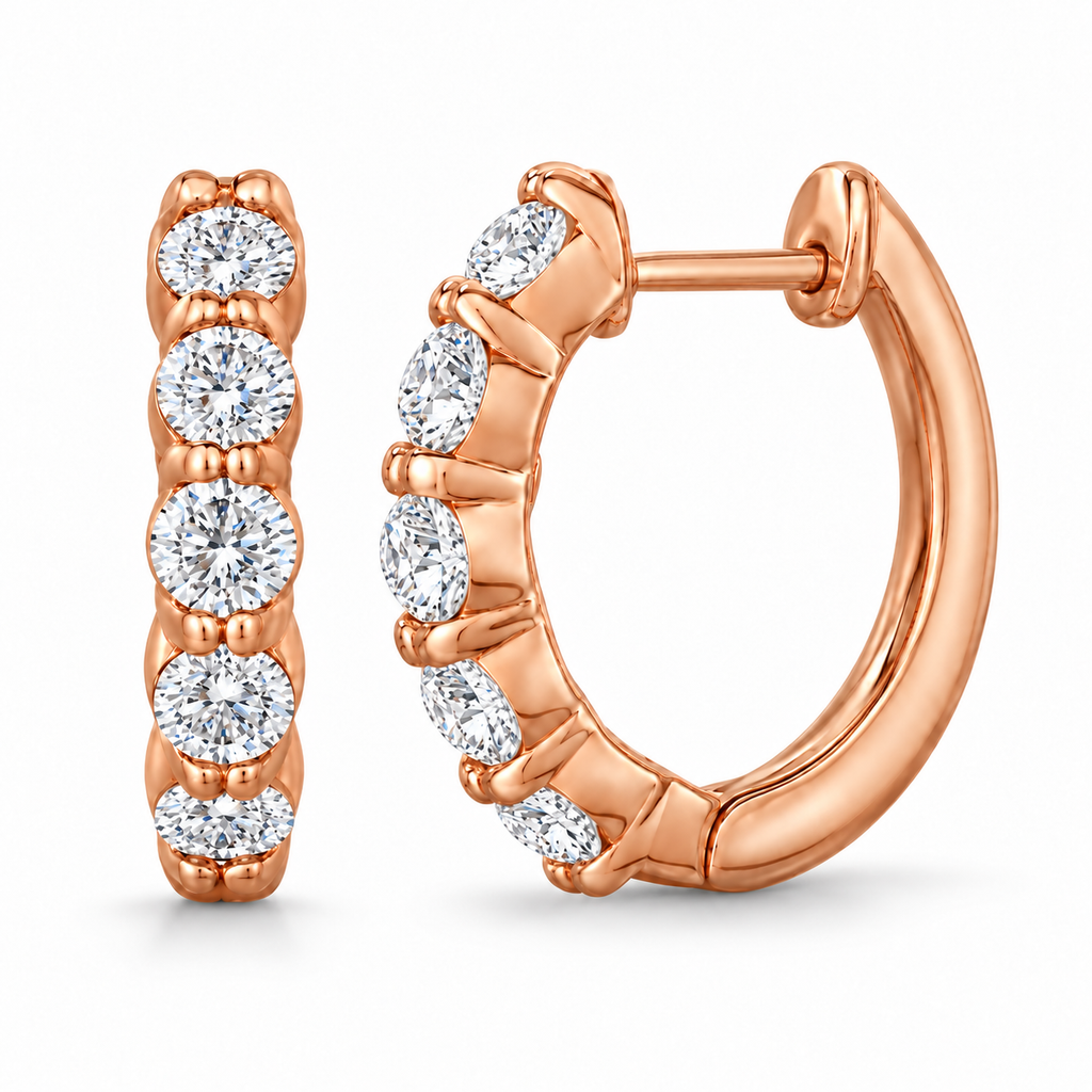 Hinged Hoop Lab Diamond Huggie Style Earrings 14k Rose Gold (1.00ct)