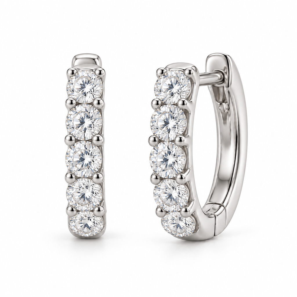 Hinged Hoop Lab Diamond Huggie Style Earrings 14k White Gold (1.00ct)