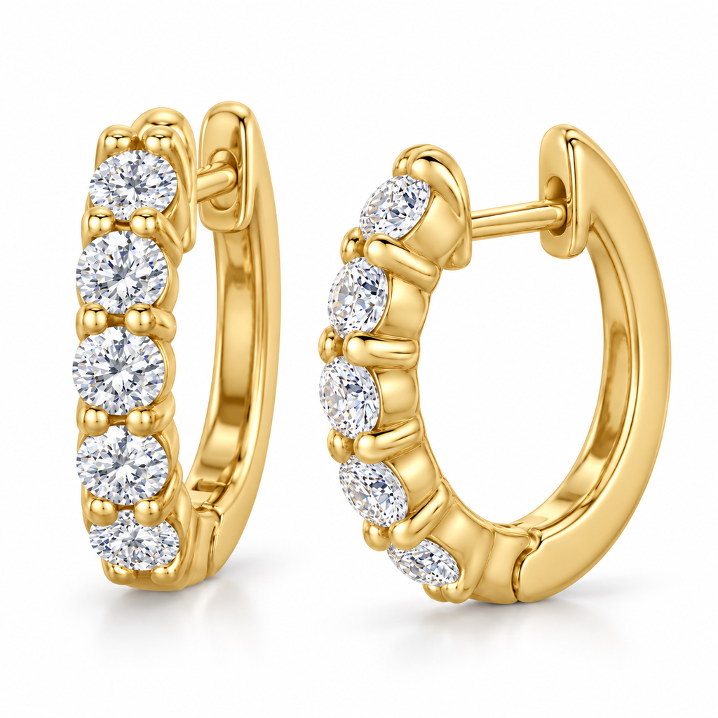 Hinged Hoop Lab Diamond Huggie Style Earrings 14k Yellow Gold (1.00ct)