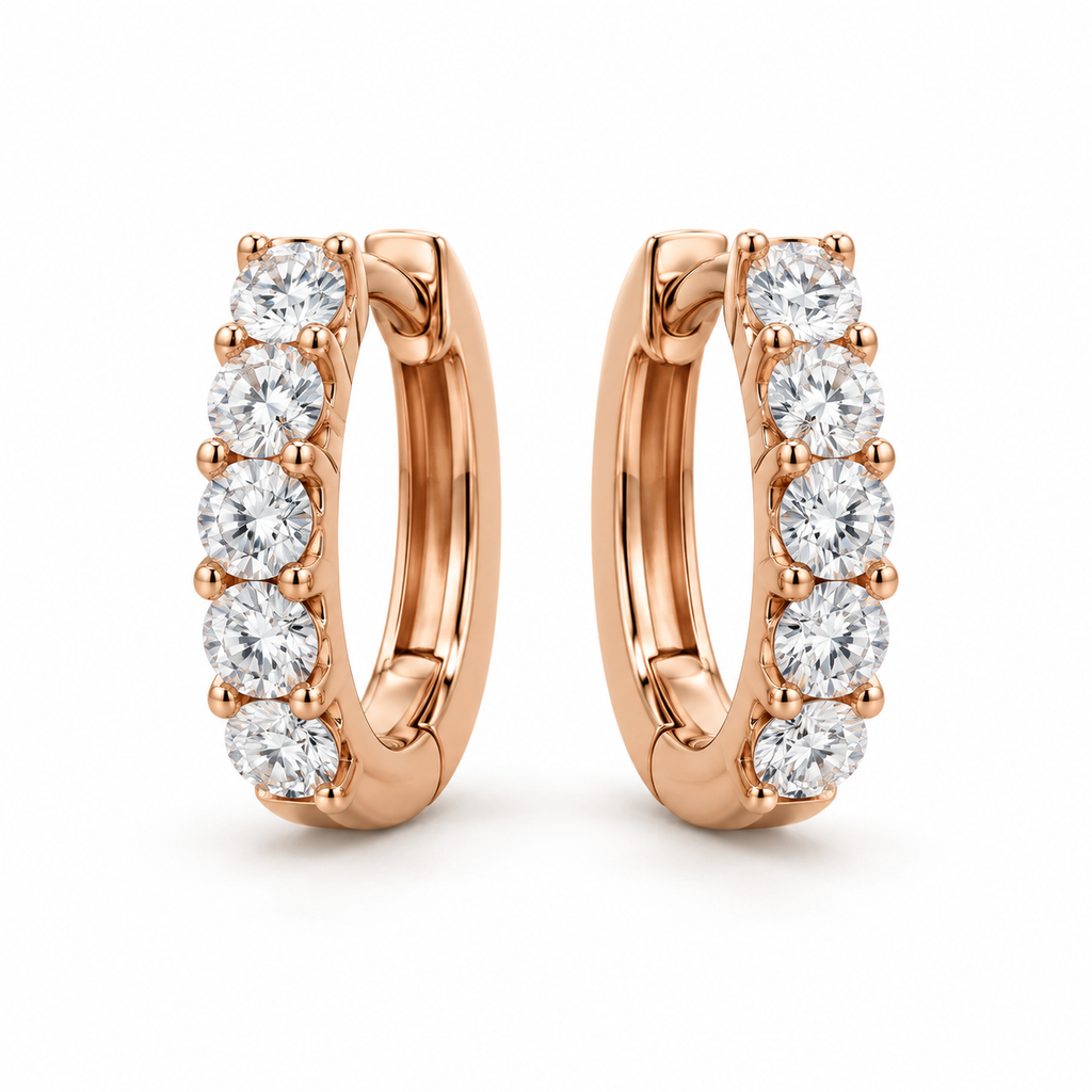 Hinged Hoop Lab Diamond Huggie Style Earrings 14k Rose Gold (2.00ct)