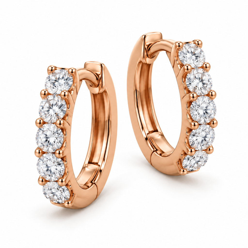 Hinged Hoop Lab Diamond Huggie Style Earrings 14k Rose Gold (2.00ct)