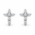 Round Diamond Cross Stud Earrings 14K White Gold (0.17ct)
