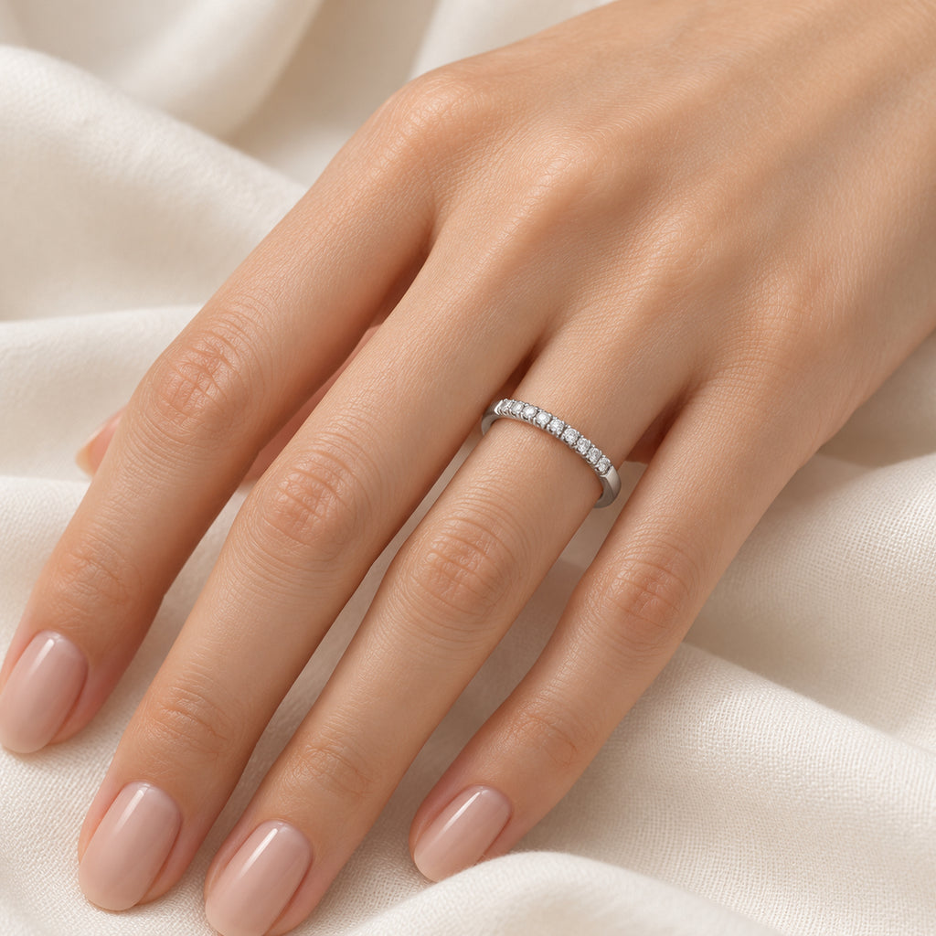 Round Lab Diamond Stackable Ring Sterling Silver (0.17ct)