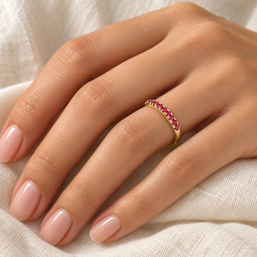 Round Lab  Ruby Stackable Ring 14K Yellow Gold (0.22ct)