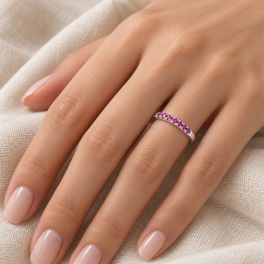 Round Lab  Ruby Stackable Ring Sterling Silver (0.22ct)