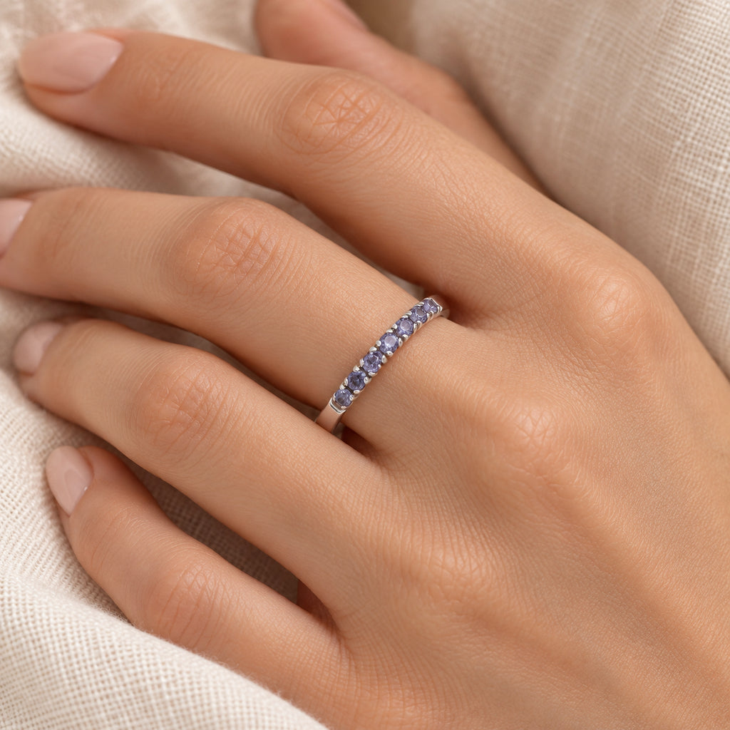 Round Alexandrite Stackable Ring 14K White Gold (0.26ct)