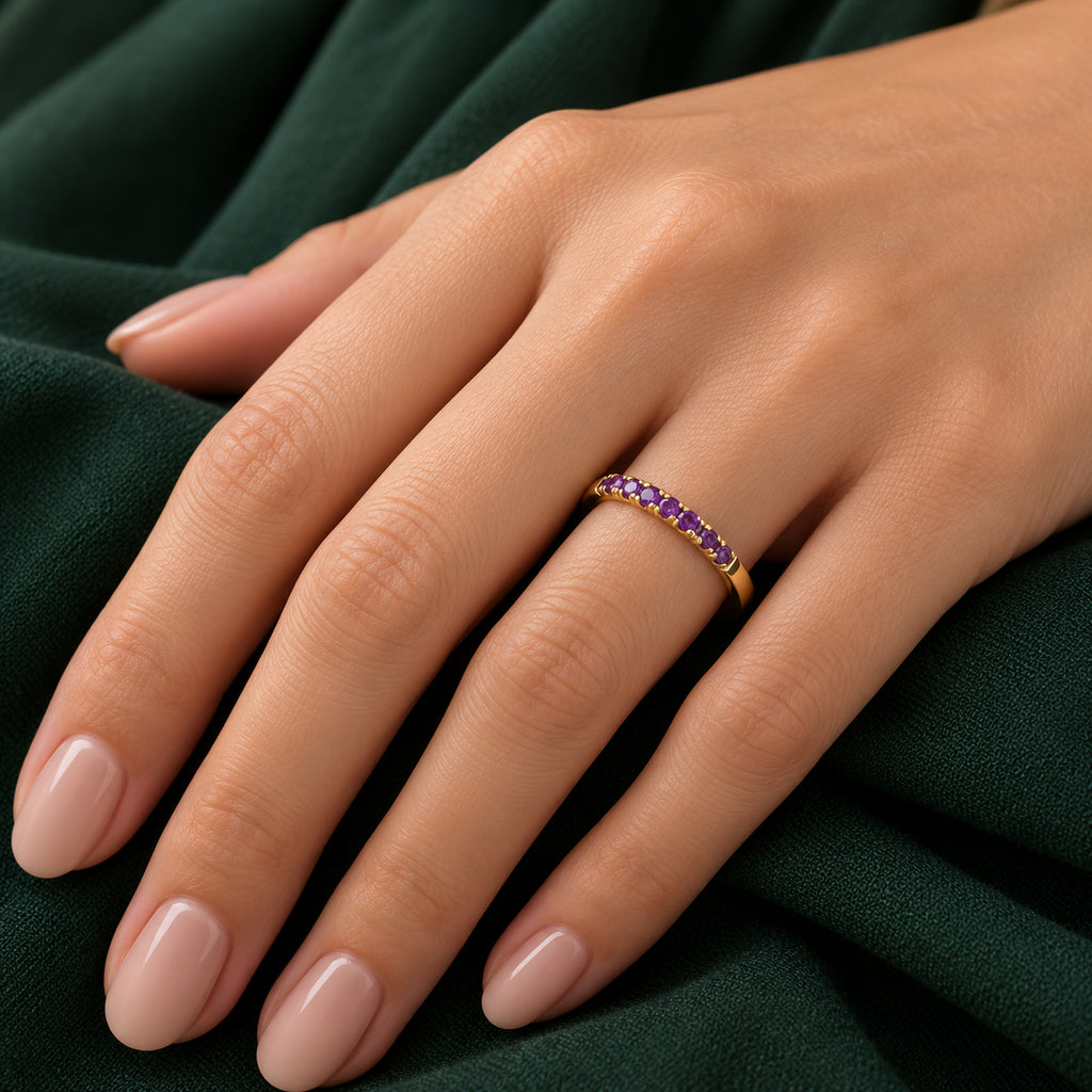 Round Amethyst Stackable Ring 14K Yellow Gold (0.18ct)