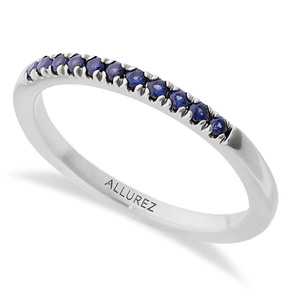 Round Blue Sapphire Stackable Ring Sterling Silver (0.22ct)