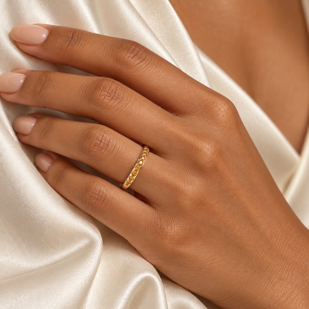 Round Citrine Stackable Ring 14K Yellow Gold (0.18ct)