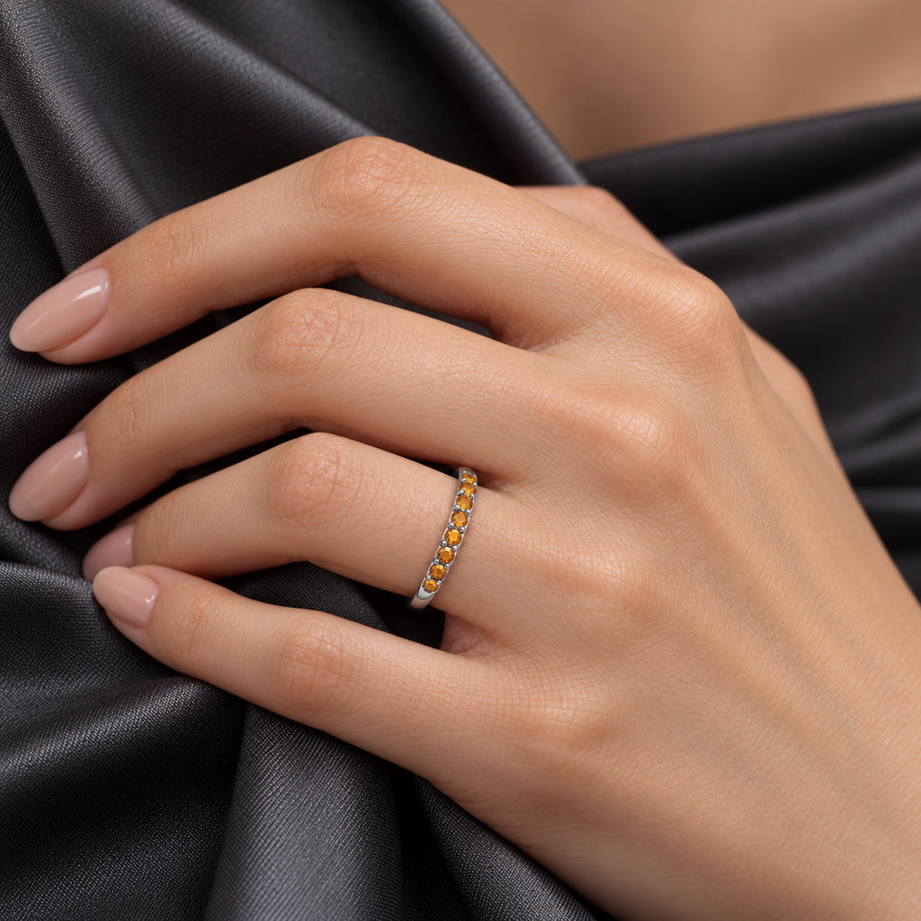 Round Citrine Stackable Ring Sterling Silver (0.18ct)