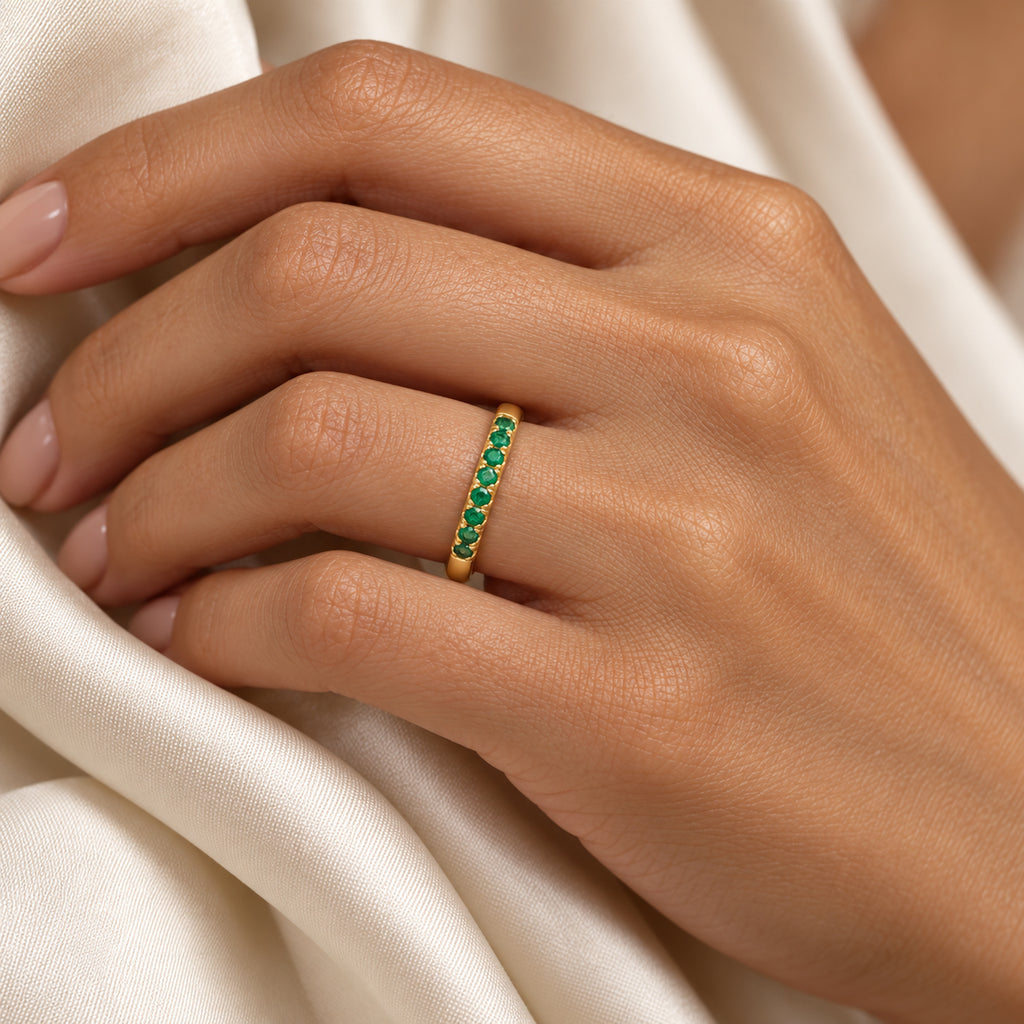 Round Emerald Stackable Ring 14K Yellow Gold (0.22ct)
