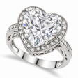 Heart Shaped Lab Diamond Halo Ring 14K White Gold 5.41ct