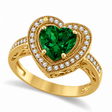 Heart Shaped Lab Emerald & Diamond Ring Halo 14K Yellow Gold 3.66ct