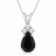 Pear Black Diamond & Diamond Solitaire Pendant 14k White Gold (1.05ct)