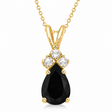 Pear Black Diamond & Diamond Solitaire Pendant 14k Yellow Gold (1.05ct)
