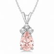 Pear Morganite & Diamond Solitaire Pendant 14k White Gold (1.05ct)