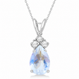Pear Moonstone & Diamond Solitaire Pendant 14k White Gold (1.05ct)