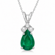 Pear Lab Emerald & Lab Diamond Solitaire Pendant 14k White Gold (1.05ct)