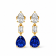 Pear Lab Grown Blue Sapphire & Diamond Drop Earrings 14k Yellow Gold (8.50ctw)