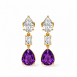 Pear Lab Grown Amethyst & Diamond Drop Earrings 14k Yellow Gold (6.60ctw)