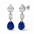 Pear Lab Grown Blue Sapphire & Diamond Drop Earrings 14k White Gold (8.50ctw)