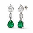 Pear Lab Grown Emerald & Diamond Drop Earrings 14k White Gold (6.70ctw)