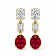 Oval Lab Grown Ruby & Diamond Drop Earrings 14k Yellow Gold (8.50ctw)