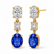 Oval Lab Grown Blue Sapphire & Diamond Drop Earrings 14k Yellow Gold (8.50ctw)