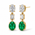 Oval Lab Grown Emerald & Diamond Drop Earrings 14k Yellow Gold (6.70ctw)