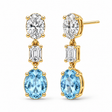 Oval Lab Grown Aquamarine & Diamond Drop Earrings 14k Yellow Gold (6.70ctw)