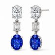 Oval Lab Grown Blue Sapphire & Diamond Drop Earrings 14k White Gold (8.50ctw)
