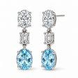 Oval Lab Grown Aquamarine & Diamond Drop Earrings 14k White Gold (6.70ctw)