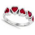 Five Heart Lab Ruby Bezel-Set Ring in 14K White Gold 1.55ct