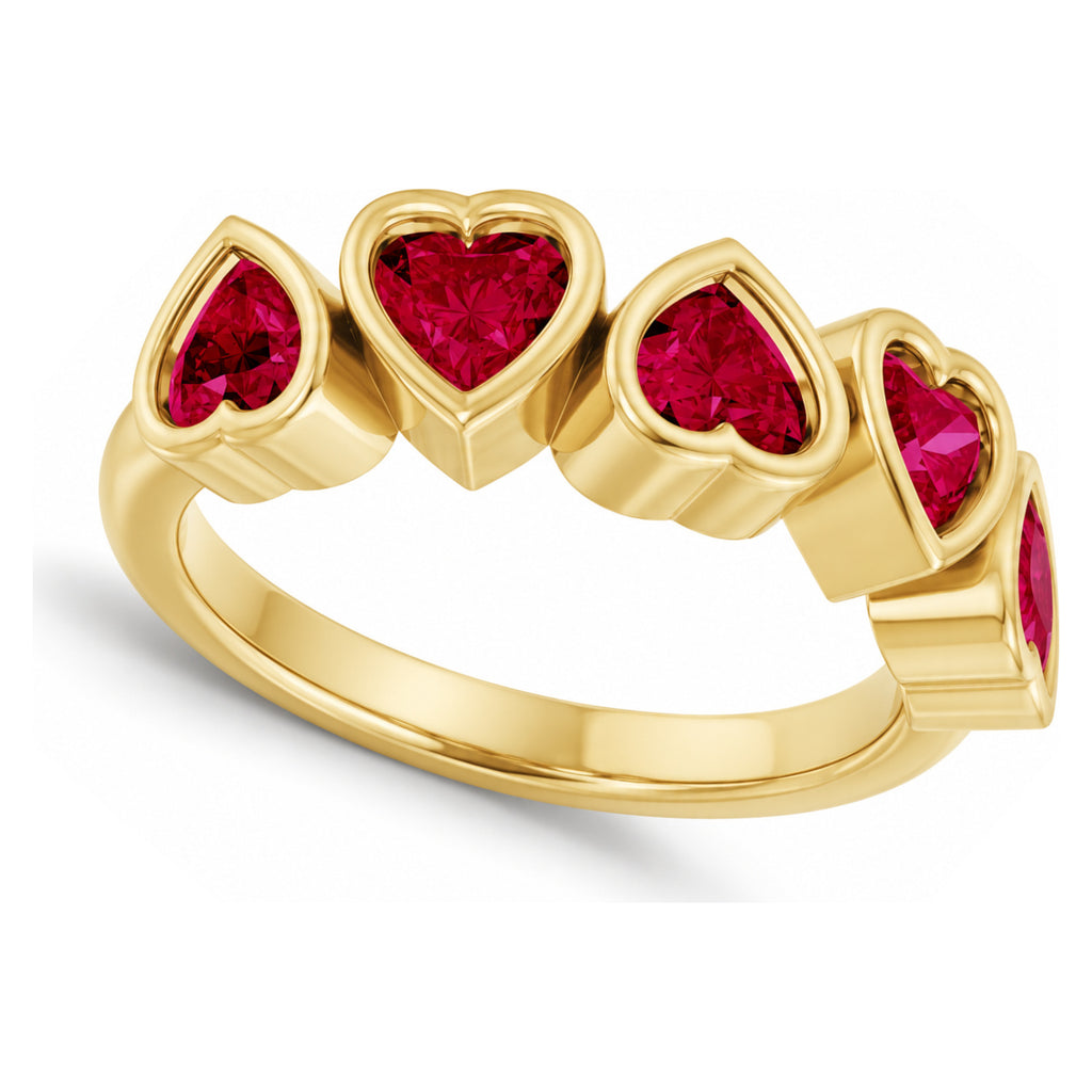 AZ29493 five-heart ruby ring — 12 degree main view