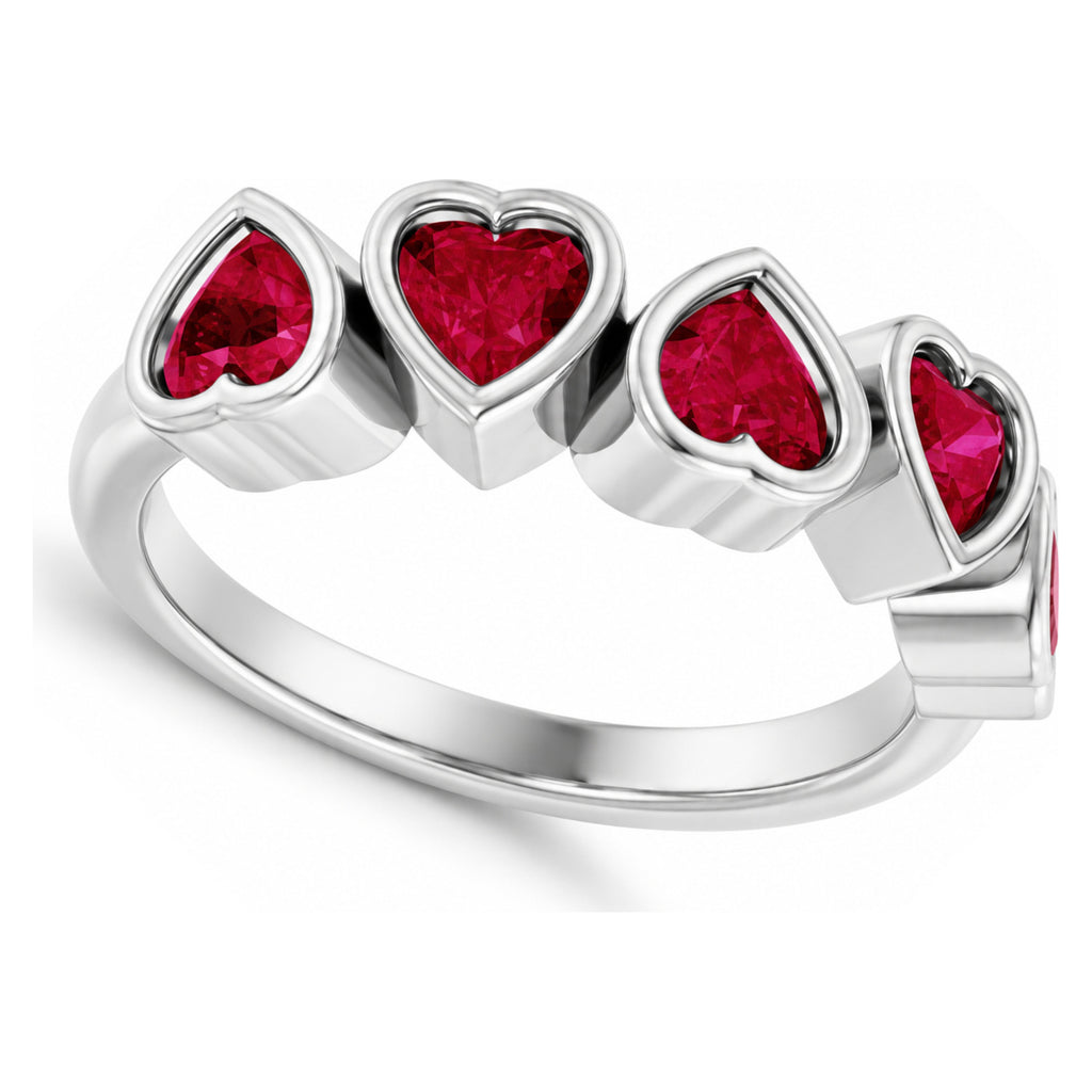 AZ29494 five-heart ruby ring — 12 degree main view