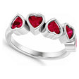 Five Heart Lab-Grown Ruby Bezel-Set Ring in Sterling Silver 1.55ct
