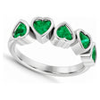 Five Heart Lab Emerald Bezel-Set Ring in 14K White Gold 1.05ct