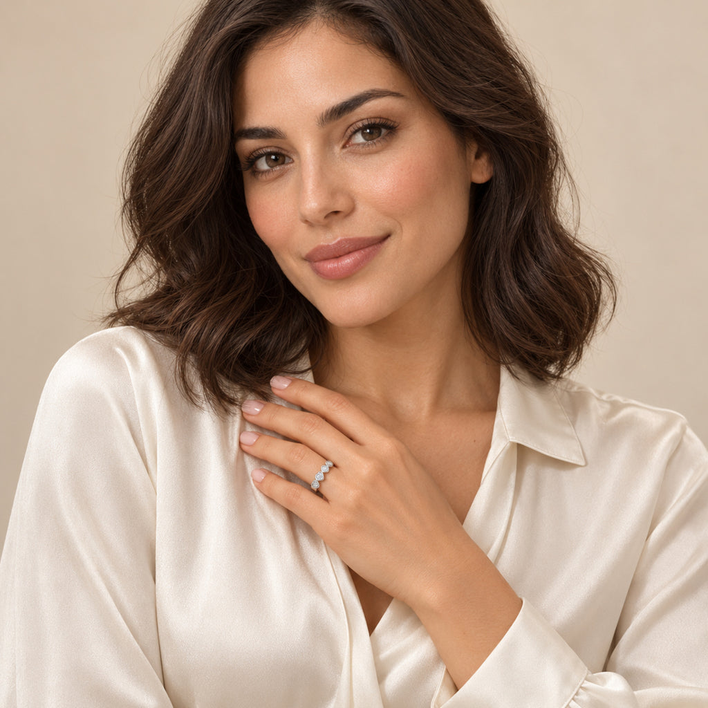 AZ29497 diamond ring in 14K white gold — full-face model portrait