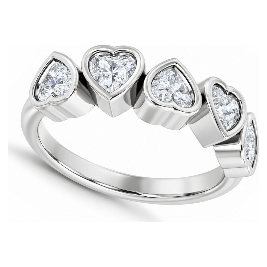AZ29497 five heart lab diamond bezel ring — 12 degree main view