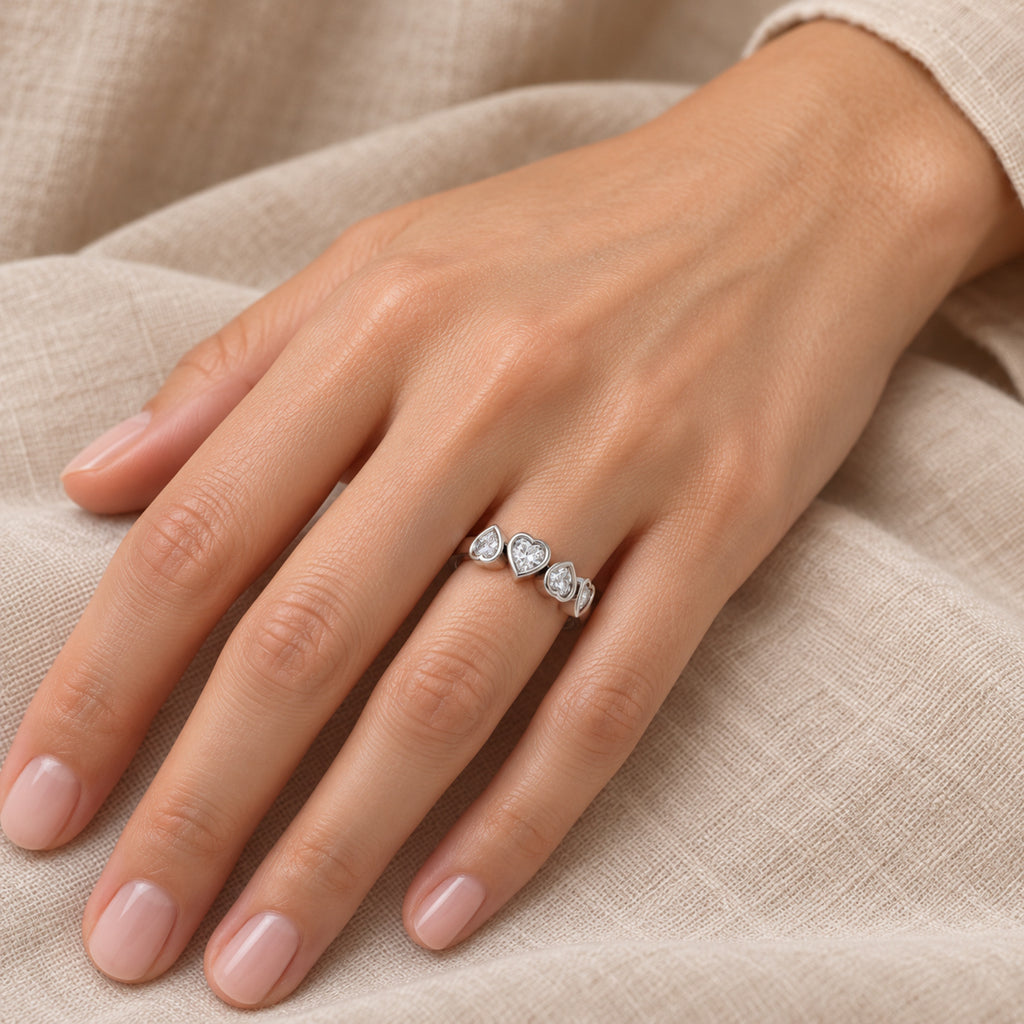 AZ29499 diamond ring in sterling silver — close-up on model