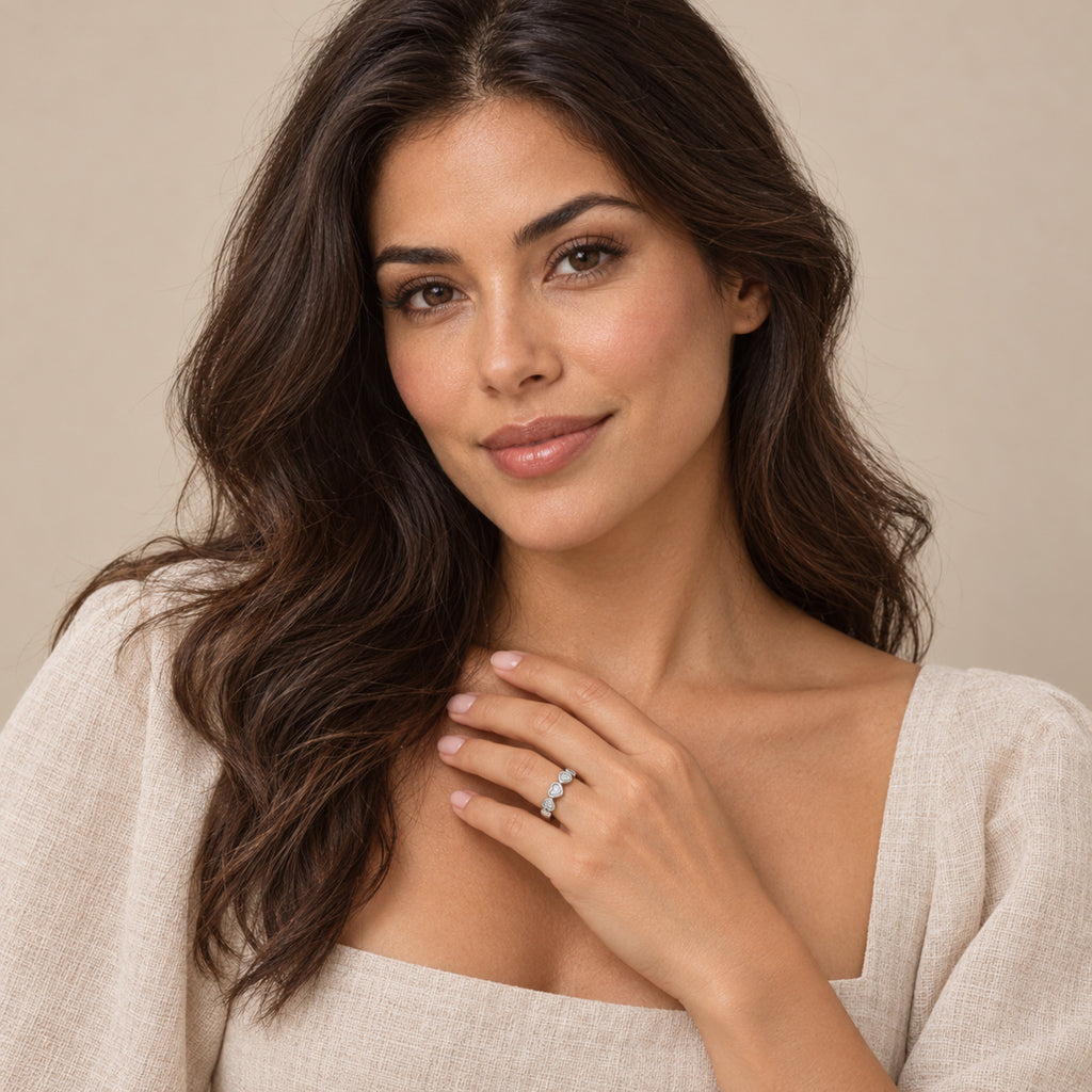 AZ29499 diamond ring in sterling silver — full-face model portrait
