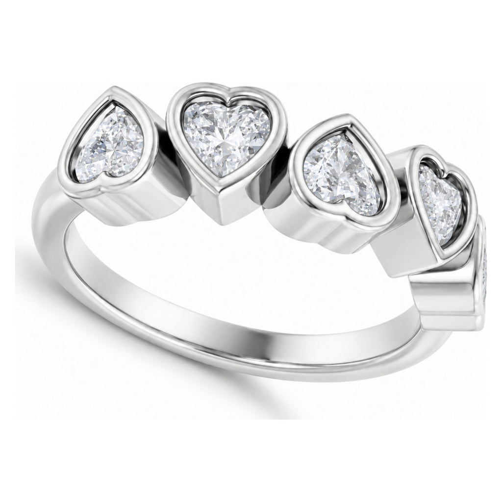 AZ29499 five heart lab diamond bezel ring — 12 degree main view