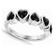 Five Heart Natural Black Onyx Bezel-Set Ring 14K White Gold 1.00ct