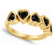 Five Heart Natural Black Onyx Bezel-Set Ring 14K Yellow Gold 1.00ct